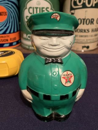 Rare Vintage Texaco Fat Man Gas Station Service Attendant Bank Oil Gas Sign