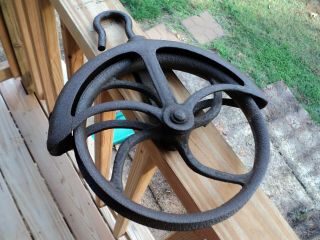 Antique Well Pulley Wheel Vintage Primitive 10 Size Cast Iron Garden Farm