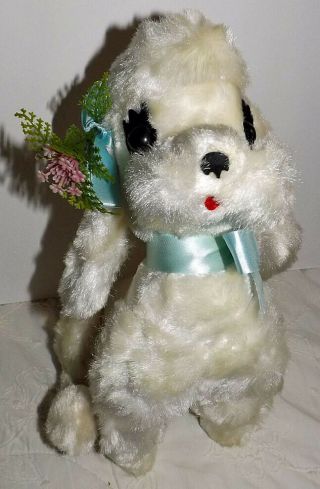 Vintage Rushton Star Creation White Poodle With Pink Ribbon 1950 