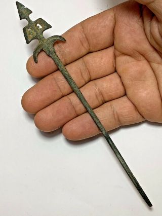 Rare Intact Minoan Bronze Long Shot Arrowhead Circa 1500 Bc 22.  6gr 185.  1mm