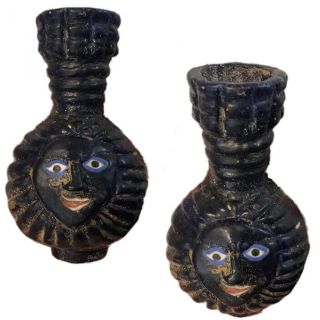 Very Rare Phoenician Face Decorative Glass Bottle 300 Bc (1)