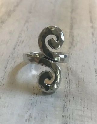 Retired James Avery Sterling Silver 925 Hammered Swirl Ring Size 4.  5 4 1/2 Rare