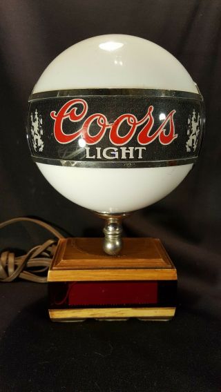 Vintage Coors Beer Clock Lamp Bar/tabletop/register Globe Light Very Rare