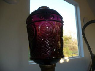 Antique Boston Sandwich Flint Glass Fluid Oil Lamp Amethyst Font Comet