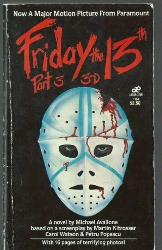Friday The 13th Part 3 3 - D Rare Horror Book Michael Avallone Jason Voorhees