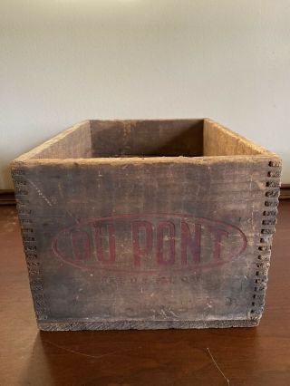 Early 1900’s 25lbs.  Wooden Dupont Red Cross 50 Strength Mining Dynamite Crate