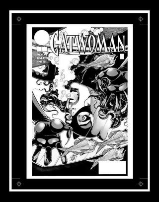Jim Balent Catwoman 34 Rare Production Art Cover Monotone