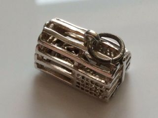 Vintage Sterling Silver Lobster Pot With Moving/ Loose Lobster Charm - Rare
