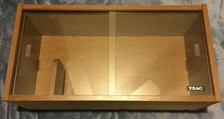Vintage Teac Wood Grain Dvd / Cd / Cassette Sliding Glass Doors Storage Cabinet
