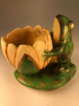 Weller Coppertone Frog Vase Rare Arts And Crafts Old Pottery