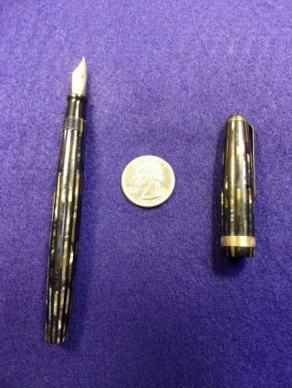 18 Of 21,  Vtg Antique " Parker Duofold " Black - Blue - Silver Fountain Pen