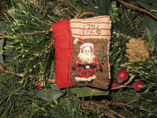 Primitive Tiny Sampler Pillow 1726 Santa Claus Early Log Cabin Quilt Folk Art