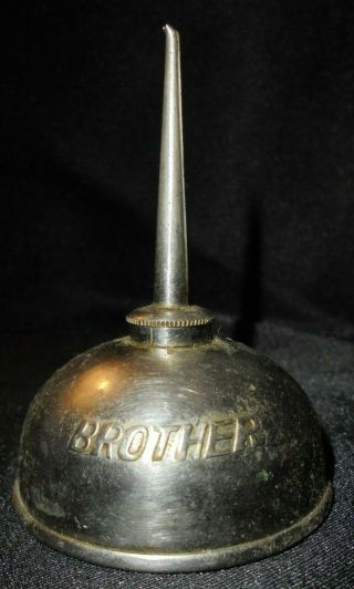 Antique Vintage Brother Sewing Machine Oiler Small Tin Oil Can Embossed 2 1/2 "