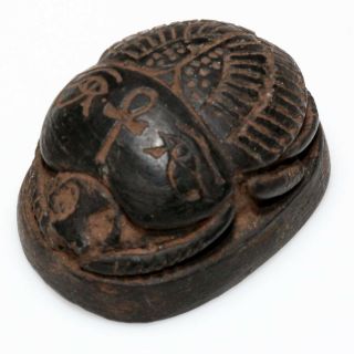 Scarce Egyptian Stone Scarab Bead Seal Circa 1000 - 500 Bc - Large Size