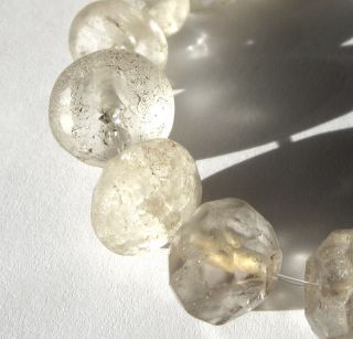 12 Rare Ancient/old Graduated Faceted Clear Crystal Rock Quartz Mali Beads