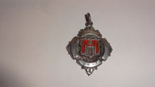 Solid Sterling Silver & Enamel Pocket Watch Fob/medal - Swansea Football 1922 - 3