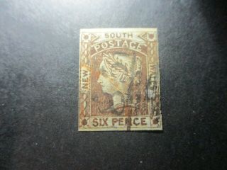 Nsw Stamps: 6d Brown Laureates Imperf - Rare (g38)