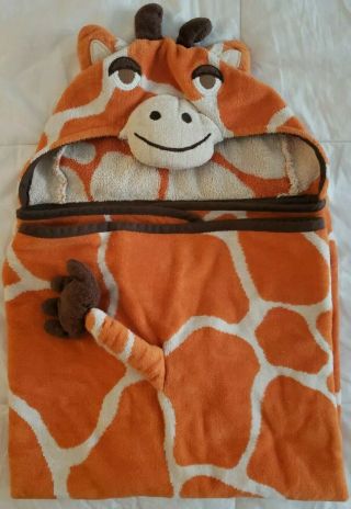 Rare Pottery Barn Infant Hooded Bath Towel Wrap Baby Nursery Toddler Giraffe