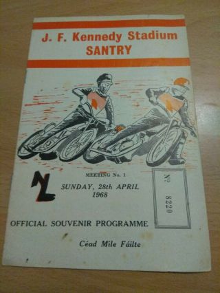 Rare Santry Stadium (dublin) Speedway Programme 28 - 4 - 68