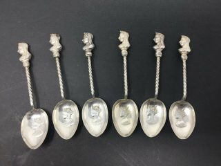 Antique Queen Elizabeth Sterling Spoon Set Of (6) Figural Rare And Fantastic