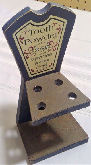 Tooth Powder Paste Blue Stand Bathroom Wall Mount Decoration Antique Vintage