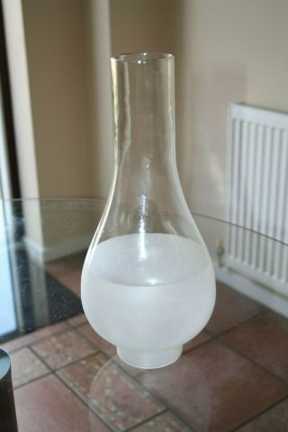 Antique Vintage Unusual Frosted Large Oil Lamp Chimney