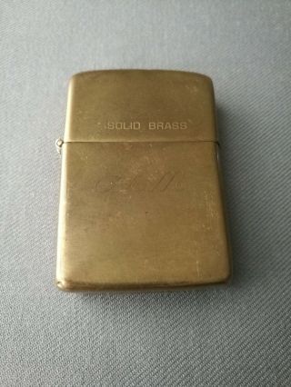 Vintage 1987 Solid Brass Zippo Lighter Engraved W/ Rare Bottom Stamp 1932 - 1987