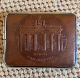 Rare Embossed Leather Cigarette Or Card Case,  Berlin,  Brandenburg Gate,  1936