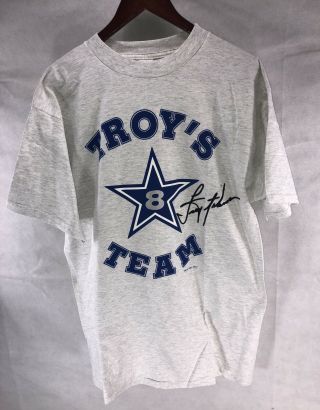 Vtg 1995 Dallas Cowboys Troy Aikman T - Shirt Large 90’s Rare