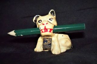 Antique Hubley Cast Iron Dog Pencil Holder - 1933 World 