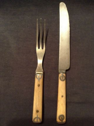 Antique Civil War Era Pewter Knife And Fork Set