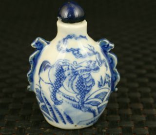 Rare Chinese Old Porcelain Hand Painting Dragon Statue Exquisite Snuff Bottle