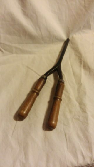 Antique Curling Iron With Wood Handle,  Women 