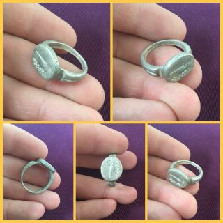 Rare Ancient Roman Solid Silver Legionaries Ring,  1st To 3rd Century Ad