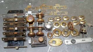 Vintage Antique Door Knobs Brass,  Copper,  Metal,  Misc Door Hardware 38 Items 2