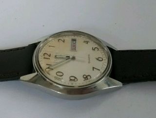Gents Vintage Pulsar Quartz Date Watch 335663 leather strap & battery fitted 3