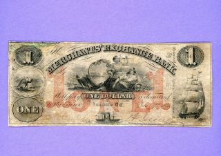 1854 $1 The Merchants Exchange Bank Anacostia Washington D.  C.  Rare Note Read