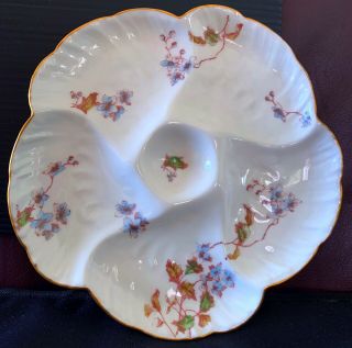 Very Rare Haviland Limoges Oyster Plate Blue Green & Gold Floral