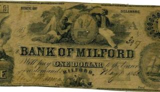 $1 " Bank Of Milford " 1800 