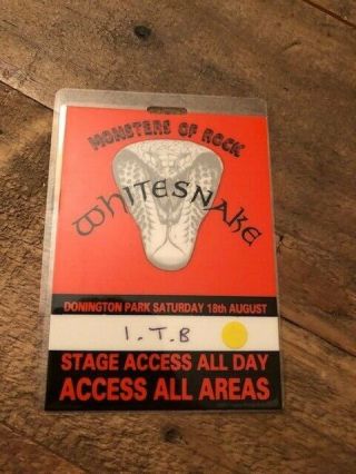 Whitesnake - Monsters Of Rock All Access Pass - Rare - Steve Vai