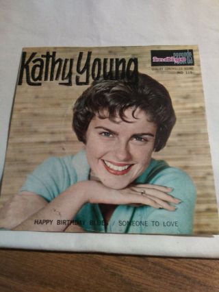 Kathy Young " Happy Birthday Blues " - 45 Rare Picture Sleeve Indigo 115 1961 Orig