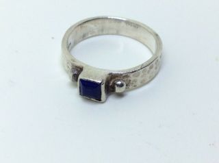 Stunning Antique Art Nouveau Solid 925 Silver Ring With Blue Stone Size O