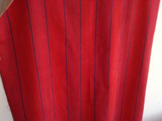 Antique French ticking fabric cotton red with blue stripes RARE early 1900 ' s 3