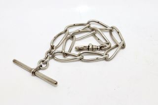 An Unusual Antique Sterling Silver 925 Single Albert Chain With T - Bar 13327