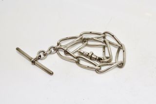 An Unusual Antique Sterling Silver 925 Single Albert Chain with T - Bar 13327 2