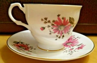 Royal Dover China - Teacup and Saucer with Pink Flowers - England 3