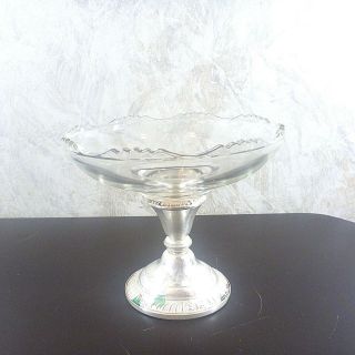 Antique Frank M Whiting Sterling Glass Candy Dish Weighted Pedestal Tray 6 " D 5 " H