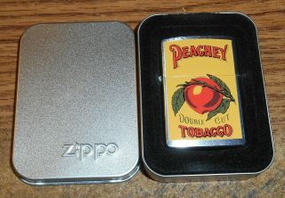 1999 Zippo Peachey Double Cut Tobacco Full Size Advertising Lighter/nib/rare