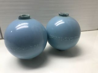 Antique Shinn System Blue Milk Glass Lightning Rod Balls Set Of 2