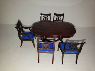 Ideal Vintage Miniature Dollhouse Furniture Dining Table And Chairs
